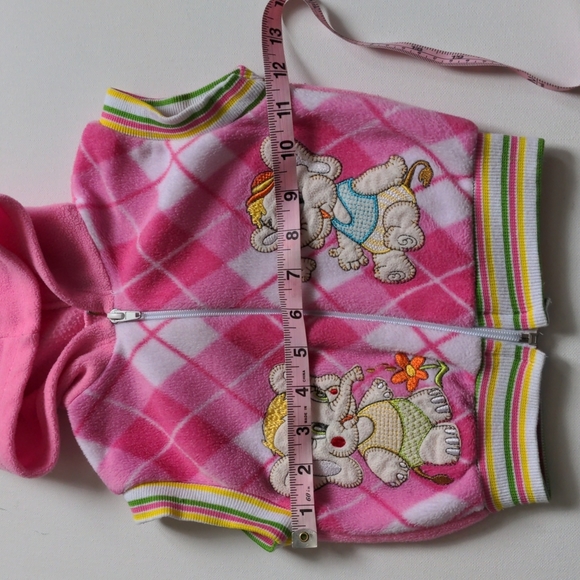 Vintage Pink Argyle Elephant Fleece Vest - Picture 14 of 15